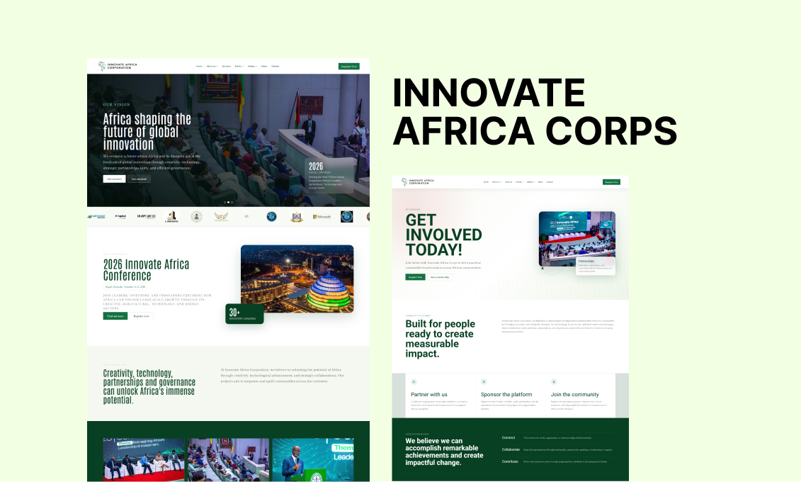 Innovate Africa Corps website screen